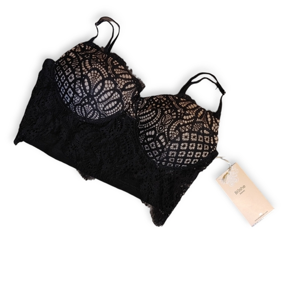 BALSHE - 3 NEW WITH TAGS Size Small Lace Fringe Adjustable Shelf Bra Super Sexy! - Picture 13 of 16